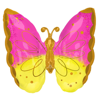 Butterfly Pink & Yellow SuperShape Foil Balloon 
