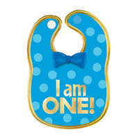 1st Birthday Blue Fabric Bib- I Am One