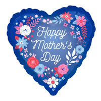 Happy Mother's Day Blue Artful Florals Foil Balloon