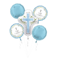 My First Communion Blue Foil Balloon Bouquet 