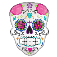 Halloween Satin Sugar Skull SuperShape Foil Balloon