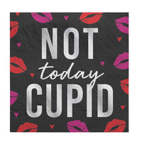 Valentine's Day Beverage Napkins Not today Cupid 16 Pack