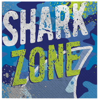 Shark Zone Birthday Beverage Napkins 16 Pack