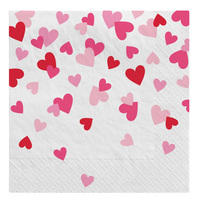Valentine's Day Confetti Hearts Beverage Napkins 16 Pack