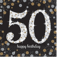 50th Birthday Sparkling Celebration Lunch Napkins 16 Pack