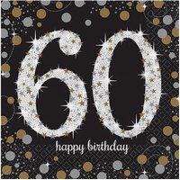 60th Birthday Sparkling Celebration Lunch Napkins 16 Pack