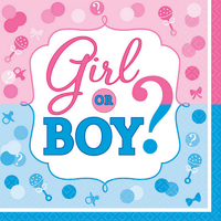 Baby Shower Gender Reveal Girl or Boy? Lunch Napkins 16 Pack