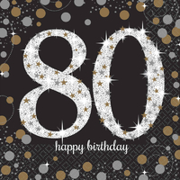 80th Birthday Sparkling Celebration Lunch Napkins 16 Pack