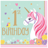 Magical Unicorn 1st Birthday Lunch Napkins 16 Pack