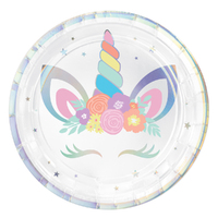 Unicorn Party Iridescent Lunch Dessert Cake Paper Plates 8 Pack