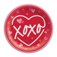 Valentine's Day Love Kisses Hugs Round Paper Lunch Dessert Cake Plates 8 Pack