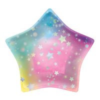 Luminous Birthday Iridescent Star Shaped Paper Plates 8 Pack