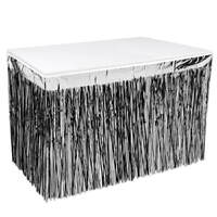 Hollywood Black & Silver 2-Ply Metallic Table Skirting