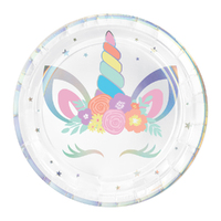 Unicorn Party Iridescent Paper Dinner Plates 8 Pack