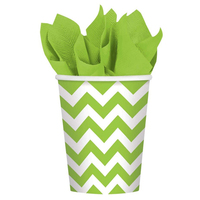 Chevron Kiwi Green Paper Cups 8 Pack