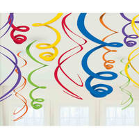 Rainbow Plastic Swirl Decorations 12 Pack