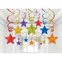 Shooting Stars Foil Mega Value Pack Swirl Decorations Multi-Coloured 30 Pack