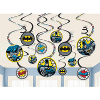 Batman Heroes Unite Spiral Swirls Hanging Decorations 12 Pack