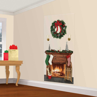 Christmas Fireplace Scene Setters Backdrop