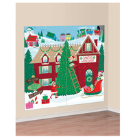 Christmas Santa's Workshop Scene Setter Backdrop