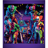 Creepy Carnival Scene Setters Backdrop Black Light Reactive