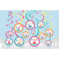 Peppa Pig Birthday Spiral Swirls Hanging Decorations