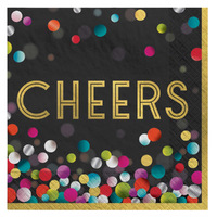 Cheers Colourful Confetti Beverage Napkins 40 Pack