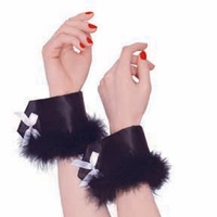 Easter Black Bunny Faux Feather Wrist Cuffs 1 Pair