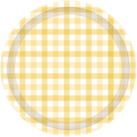 Pastel Yellow Gingham 23cm Paper Plate 8Pk