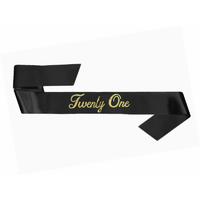 21st Birthday Black Twenty One Sash x1