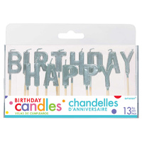 Happy Birthday Pick Candles Silver 13 Pack