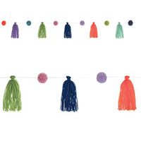 Catalina Fabric Tassel Garland with Pom Poms