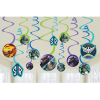 Buzz Lightyear Spiral Swirls Paper Hanging Decorations 12 Pack