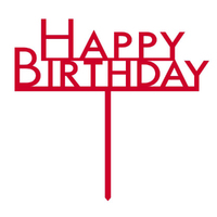 Happy Birthday Red Acrylic Cake Topper Decoration