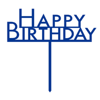 Happy Birthday Bright Royal Blue Acrylic Cake Topper Decoration