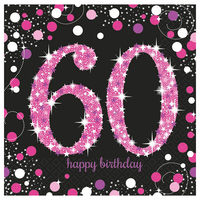  60th Birthday Pink Celebration Lunch Napkin 16 Pack