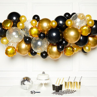 Balloon DIY Garland Kit Black, Gold & Silver with 66 Balloons
