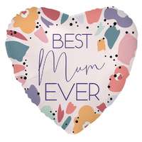 Mothers Day Best Mum Ever Modern Heart Shaped Foil Balloon