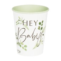 Baby Shower Botanical Hey Baby Cups 8 Pack