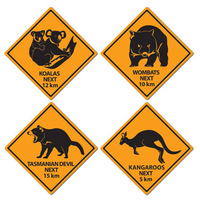 Australian Day Outback Road Sign Cutouts 4 Pack