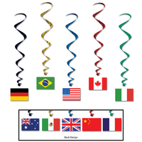 International Flag Hanging Decoration Whirls 5 Pack