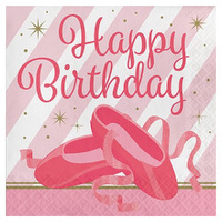 Ballerina Twinkle Toes Lunch Napkins Happy Birthday 16 Pack