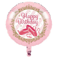 Ballerina Twinkle Toes Happy Birthday Ballet Slippers Foil Balloon