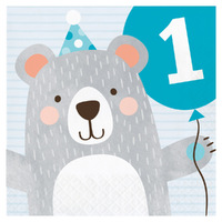 1st Birthday Bear 1 Lunch Napkins 16 Pack