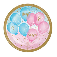 Baby Shower Gender Reveal Girl or Boy? Lunch Paper Plates 8 Pack