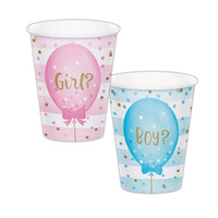 Baby Shower Gender Reveal Girl or Boy? Paper Cups 8 Pack