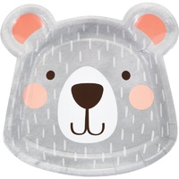 1st Birthday Bear Shaped Plates 8 Pack 