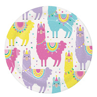 Llama Party Round Lunch Cake Dessert Plates 8 Pack