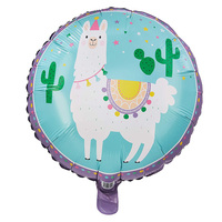 Llama Party Round Foil Balloon