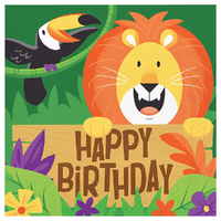 Jungle Safari Happy Birthday Lunch Napkins 16 Pack